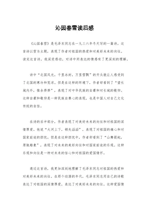 沁园春雪读后感