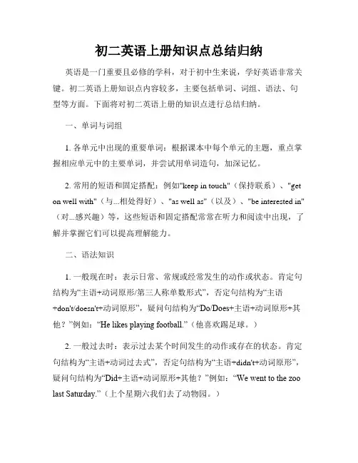 初二英语上册知识点总结归纳