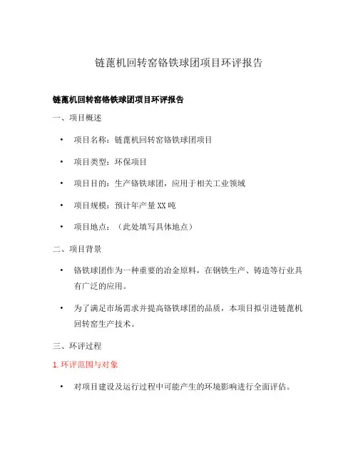 链蓖机回转窑铬铁球团项目环评报告