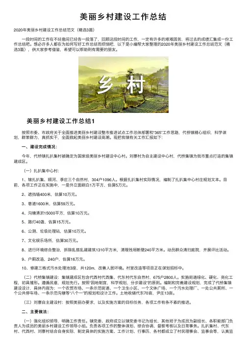 美丽乡村建设工作总结