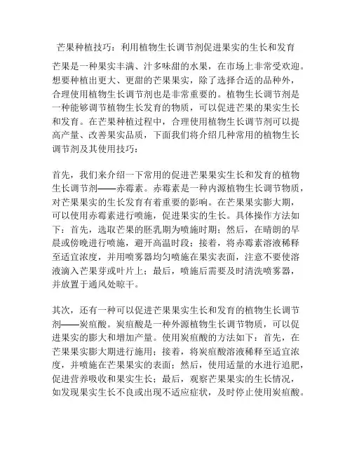 芒果种植技巧：利用植物生长调节剂促进果实的生长和发育