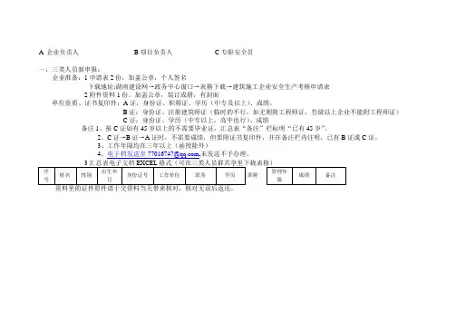 三类人员新申报需提交资料