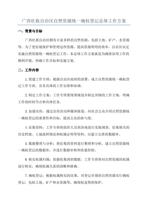 广西壮族自治区自然资源统一确权登记总体工作方案