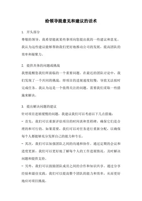 给领导提意见和建议的话术