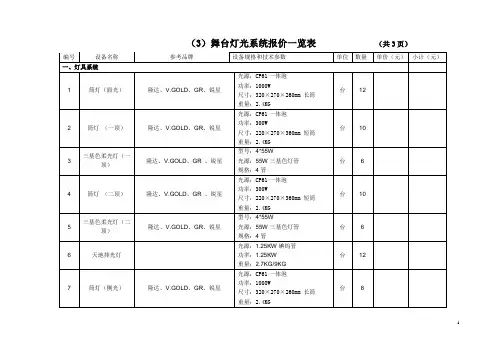 (3)舞台灯光系统报价一览表 (共3页)