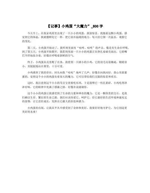 【记事】小鸡蛋“大魔力”_800字