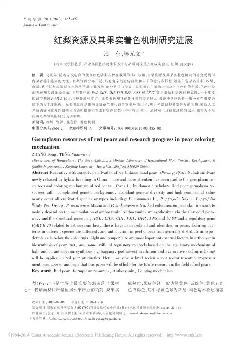红梨资源及其果实着色机制研究进展_张东
