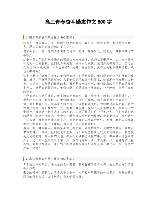 高三青春奋斗励志作文800字