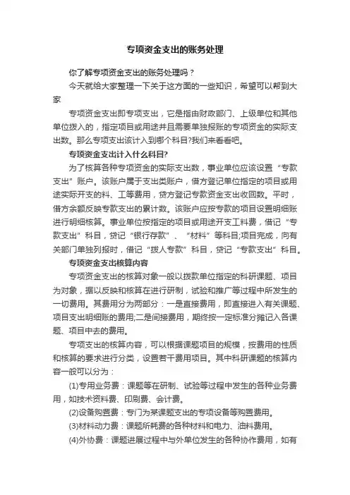 专项资金支出的账务处理