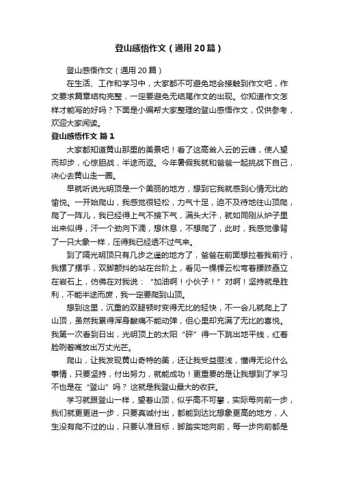 登山感悟作文（通用20篇）
