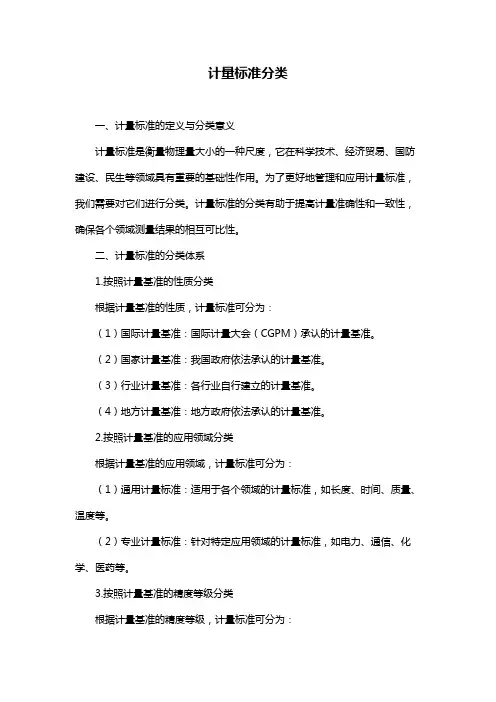 计量标准分类