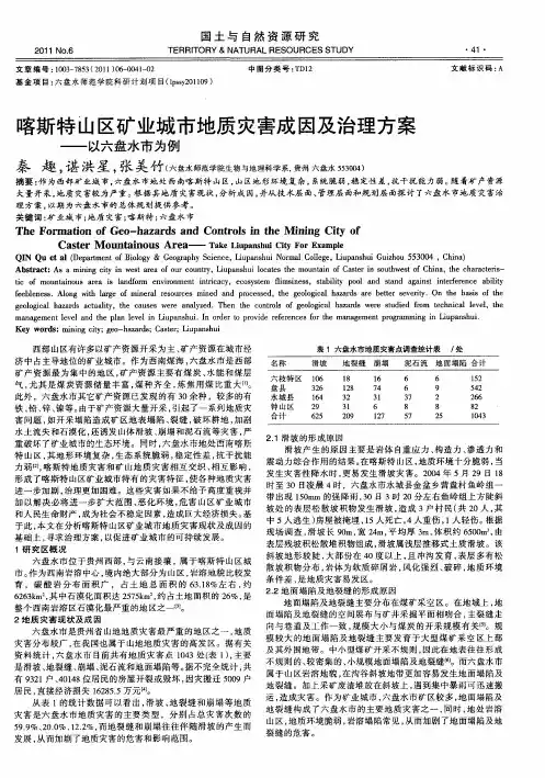 喀斯特山区矿业城市地质灾害成因及治理方案——以六盘水市为例