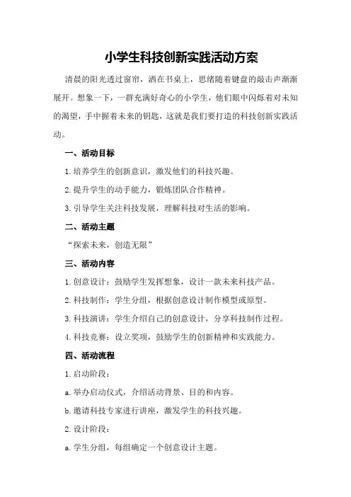 小学生科技创新实践活动方案