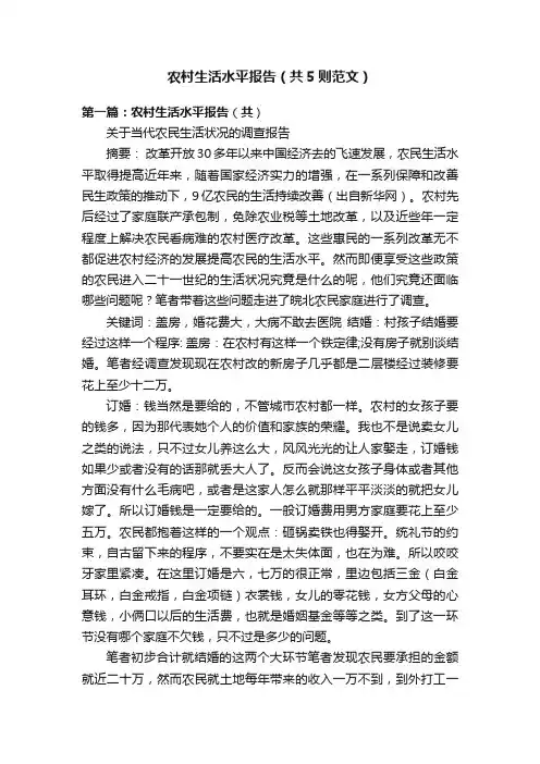 农村生活水平报告（共5则范文）