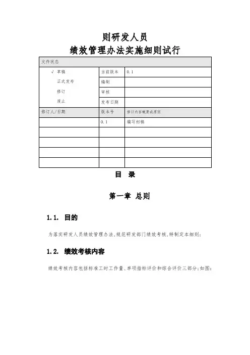 研发人员绩效管理办法实施细