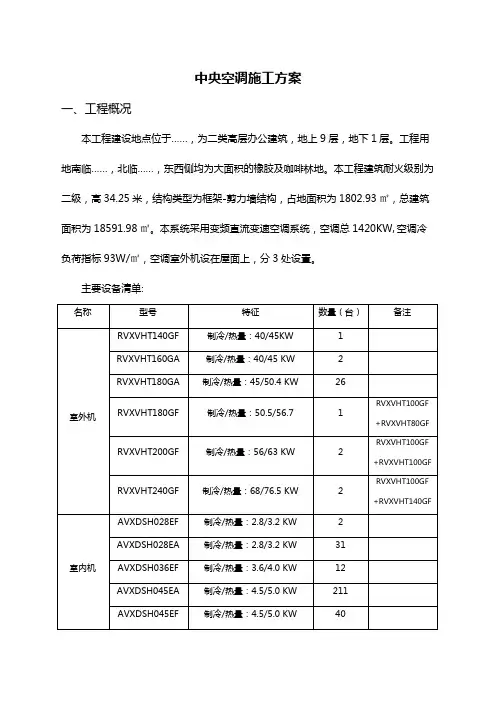 中央空调多联机施工方案