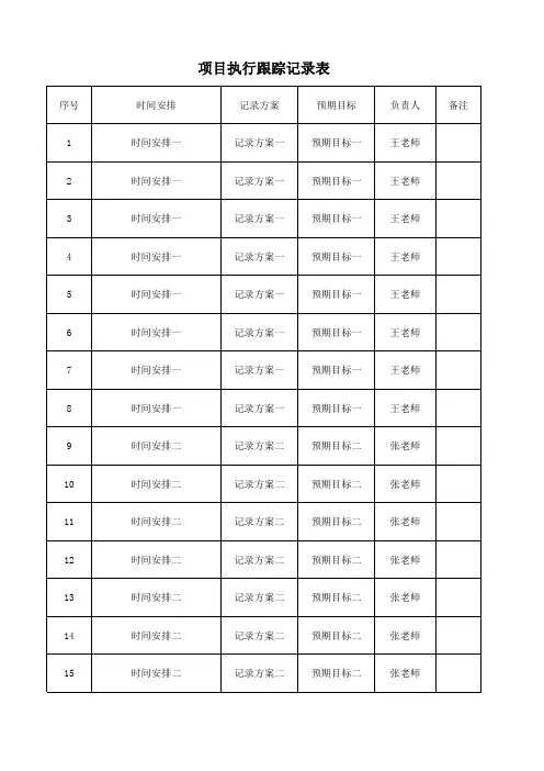 项目执行跟踪记录表