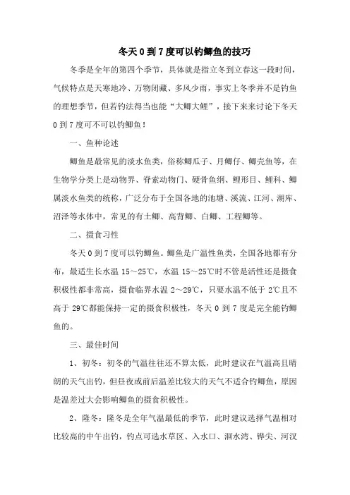钓鱼技巧：冬天0到7度可以钓鲫鱼的技巧