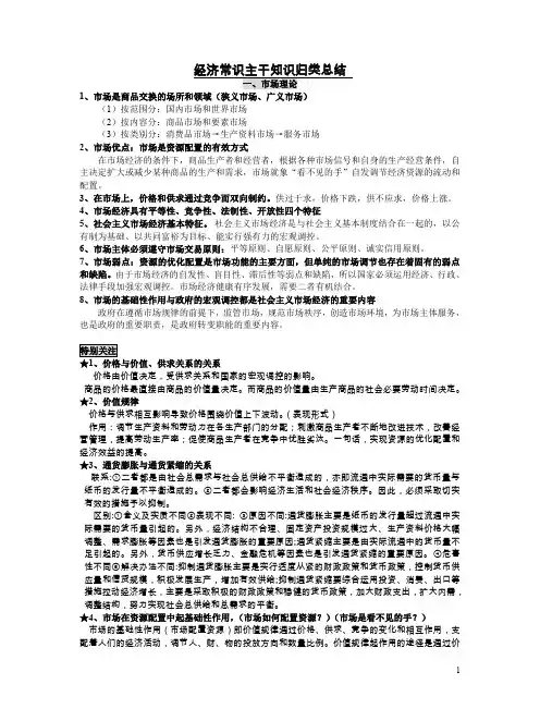 经济常识主干知识归类总结