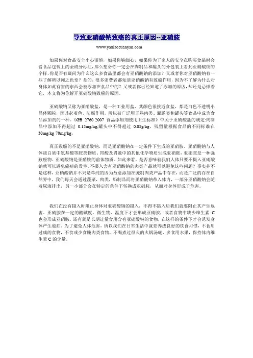 亚硝酸钠致癌的原因--亚硝胺