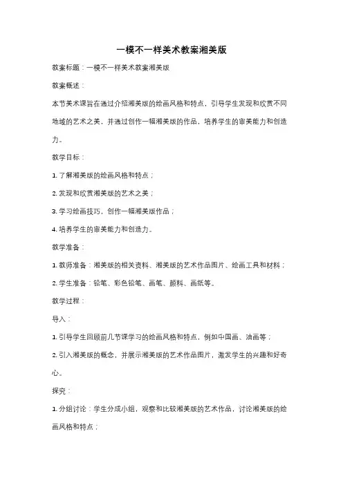 一模不一样美术教案湘美版