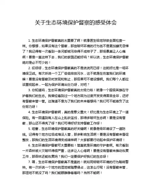 关于生态环境保护督察的感受体会