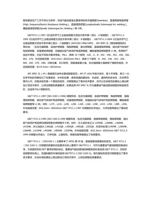 石油天然气管道规格型号