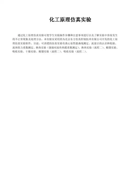 化工仿真实验