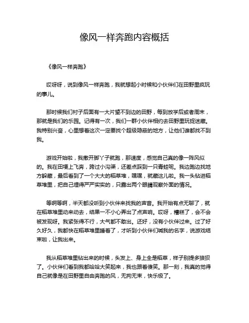像风一样奔跑内容概括