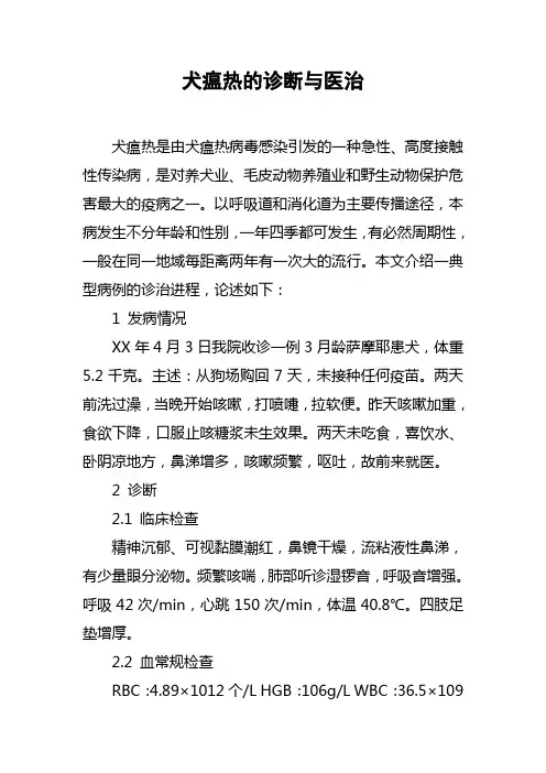 犬瘟热的诊断与医治