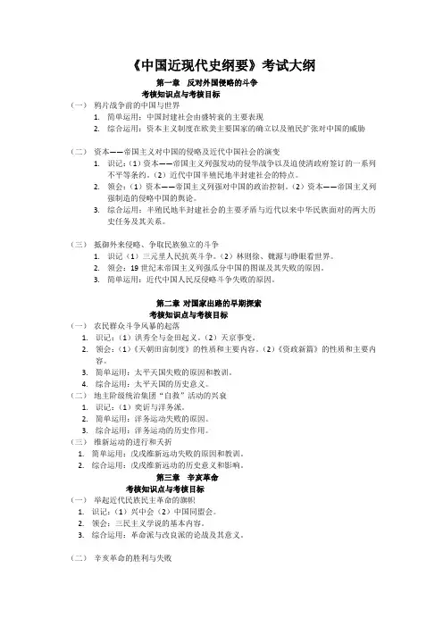 中国近现代史纲要考试大纲