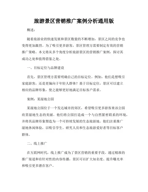 旅游景区营销推广案例分析通用版