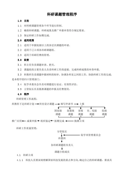 医院科研课题管理程序