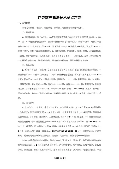 芦笋高产栽培技术要点芦笋