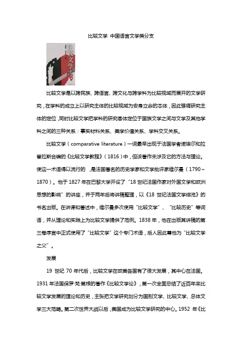 比较文学 中国语言文学类分支