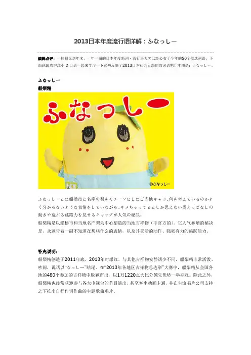 2013日本年度流行语详解：ふなっしー