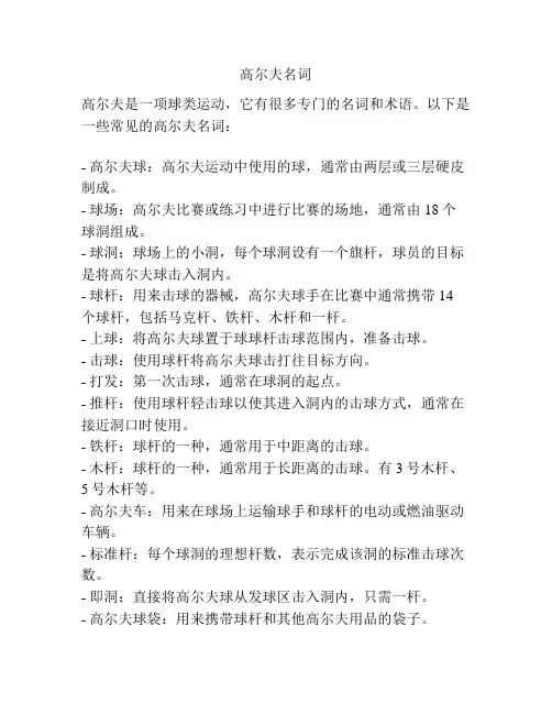 高尔夫名词