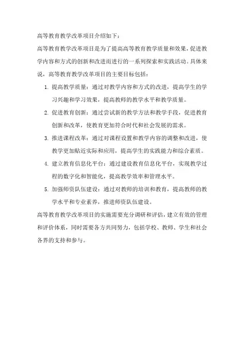 高等教育教学改革项目