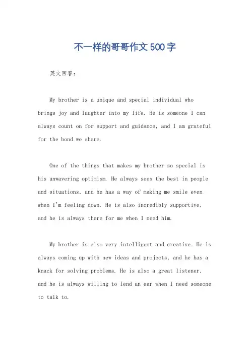 不一样的哥哥作文500字