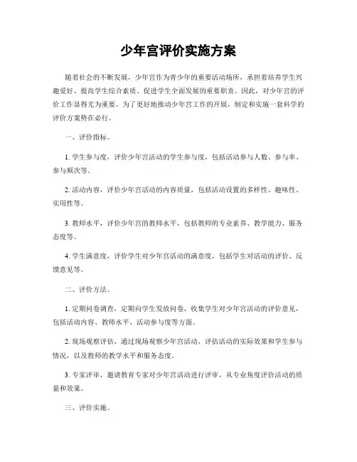 少年宫评价实施方案
