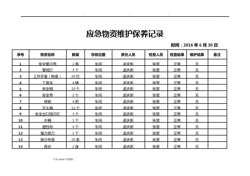 应急物资维护保养记录文本