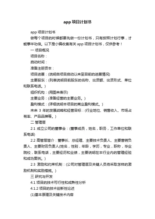 app项目计划书
