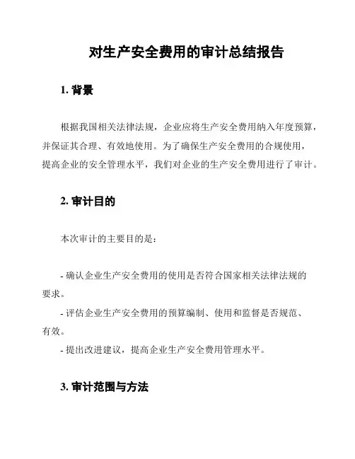 对生产安全费用的审计总结报告