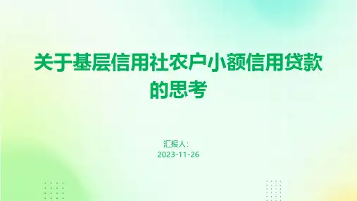 关于基层信用社农户小额信用贷款的思考