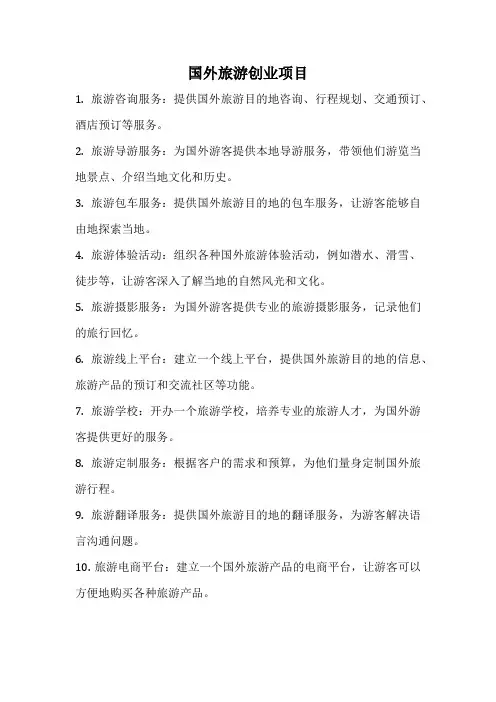 国外旅游创业项目