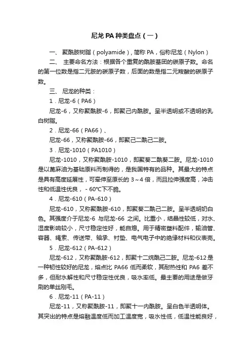 尼龙PA种类盘点（一）