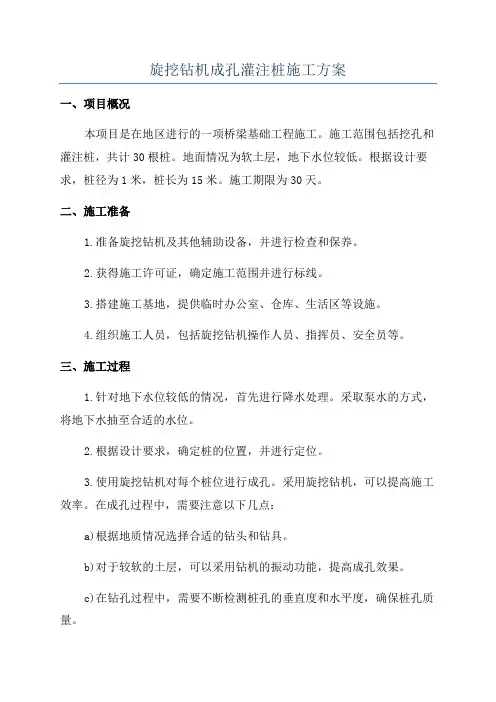 旋挖钻机成孔灌注桩施工方案