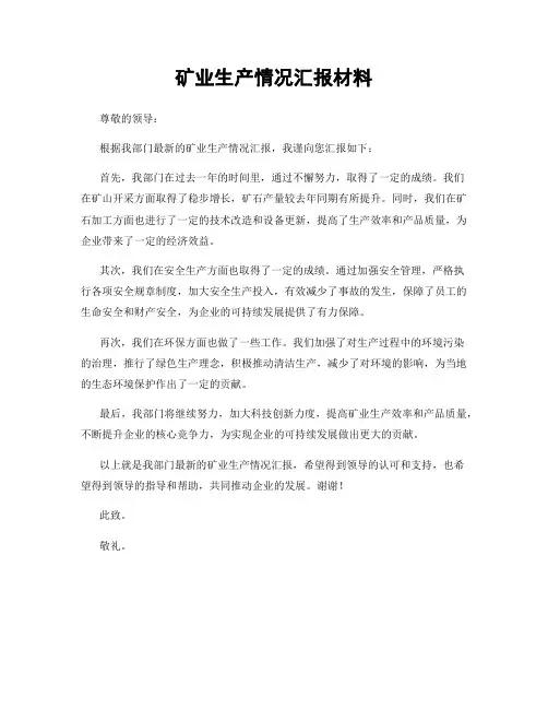 矿业生产情况汇报材料