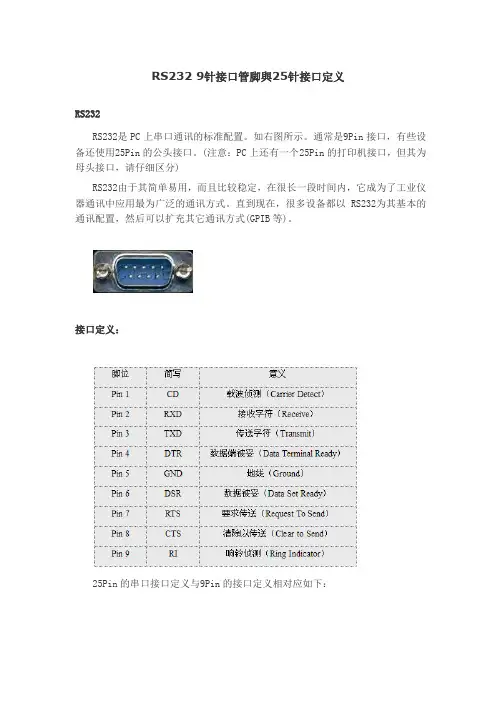 RS232针接口管脚定义
