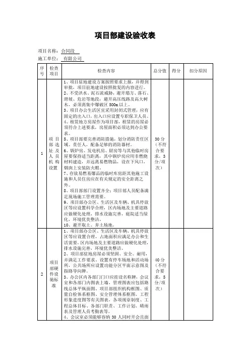临建设施验收表